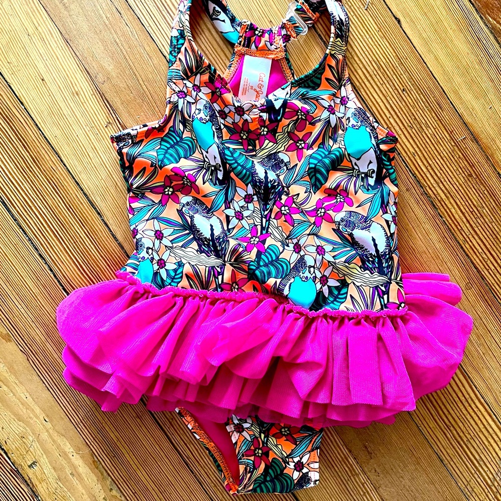 Cat & Jack kids tropical print tutu swimsuit
